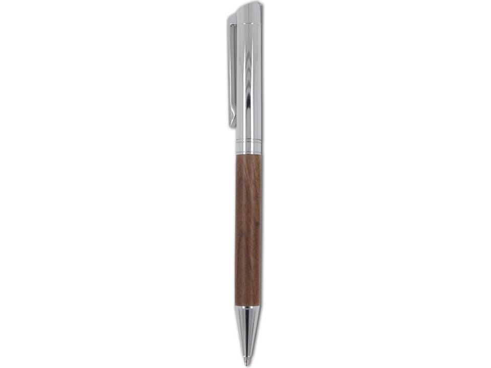 Metal ball pen and rollerball set walnut wood in gift box 4