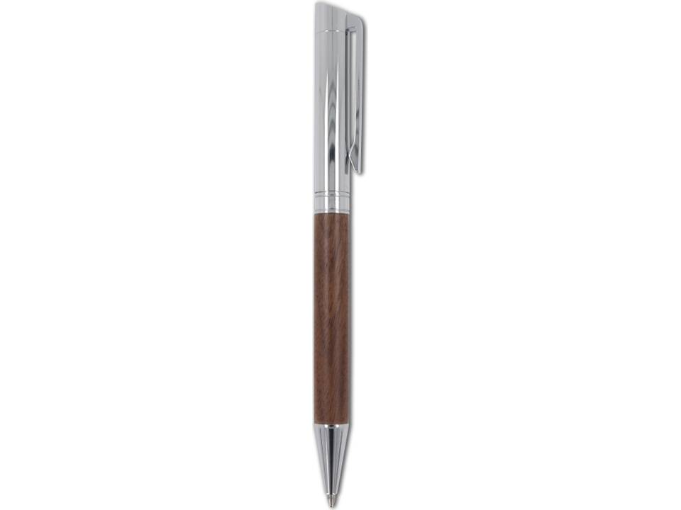 Metal ball pen and rollerball set walnut wood in gift box 5