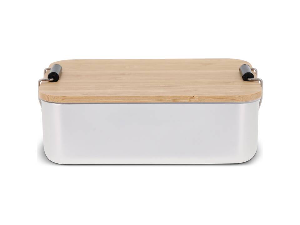 Lunch box aluminium with bamboo lid 2