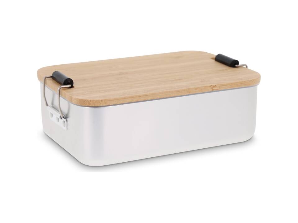 Lunch box aluminium with bamboo lid 3