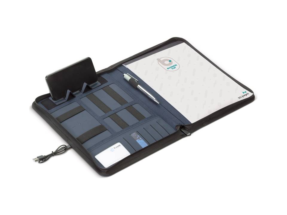 Deluxe A4 tech portfolio with wireless charger 5W 8