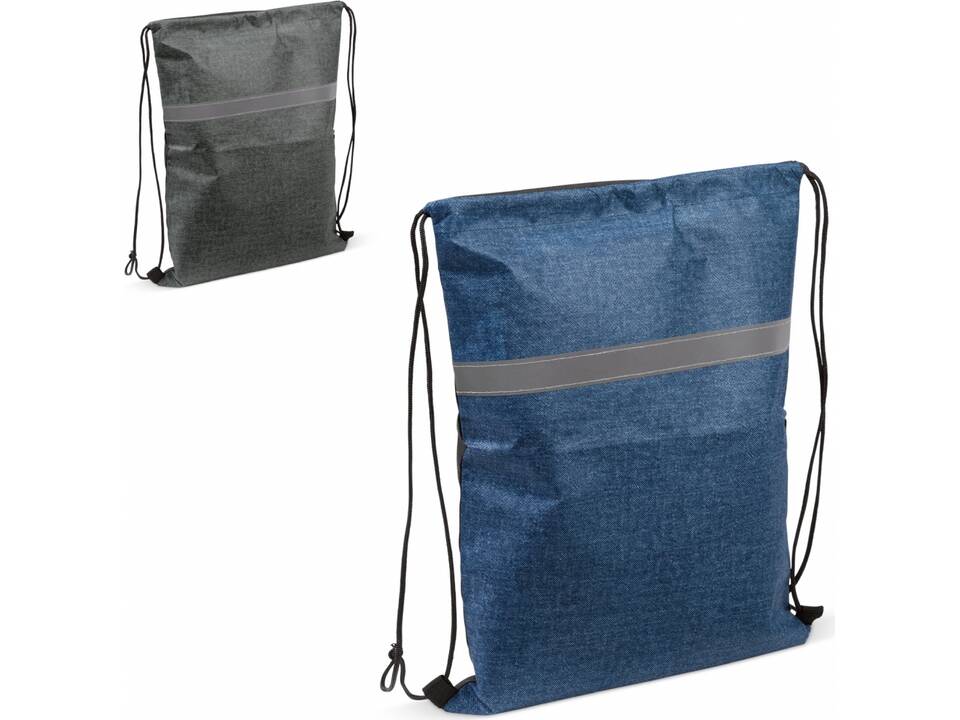 Drawstring bag with reflective stripe