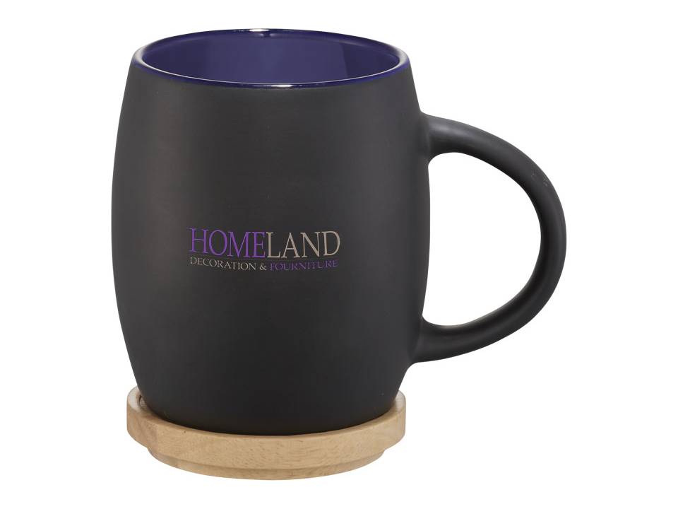 Hearth ceramic mug with wood lid/coaster 10