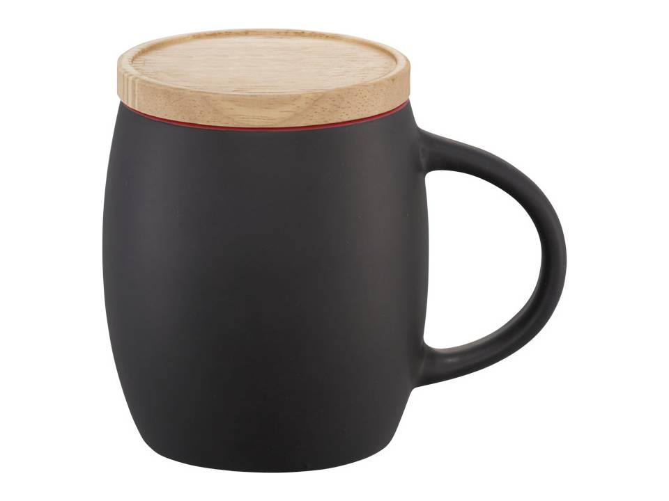 Hearth ceramic mug with wood lid/coaster 6