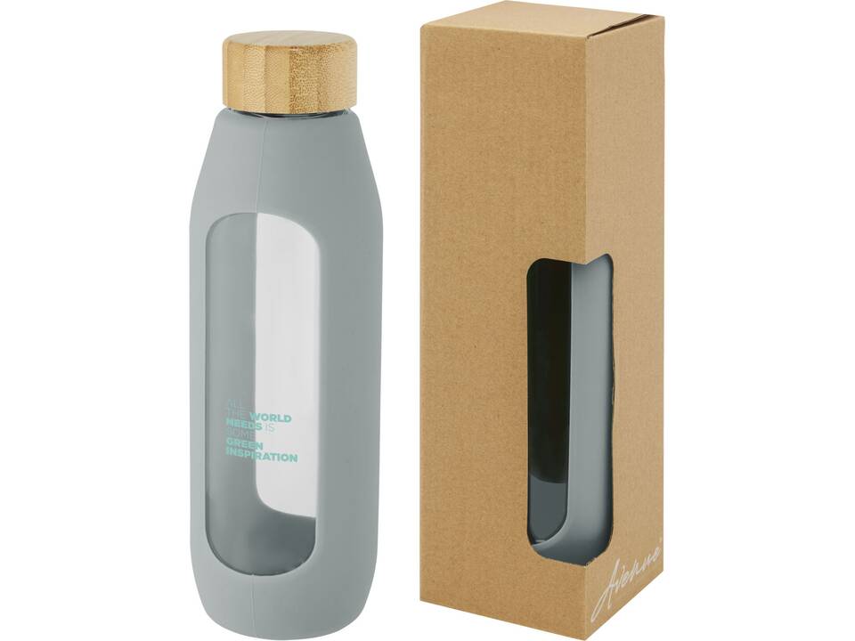 Tidan 600 ml borosilicate glass bottle with silicone grip 18