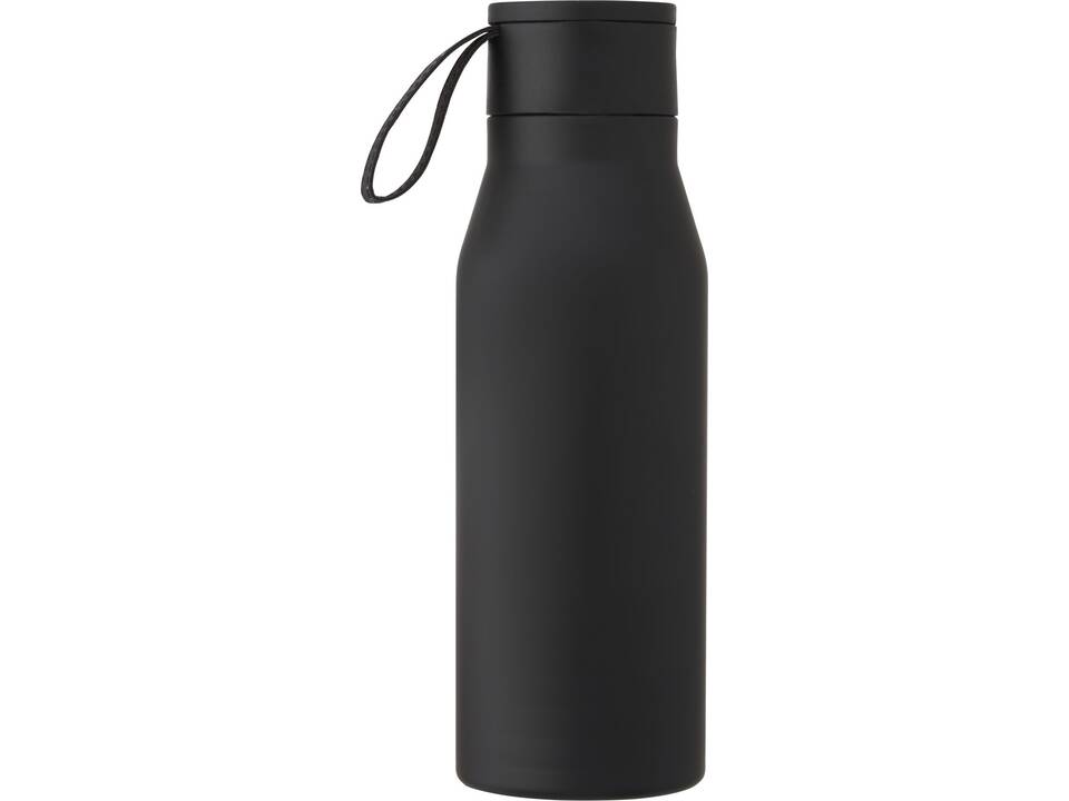 Ljungan 500 ml copper vacuum insulated stainless steel bottle with PU leather strap and lid 15