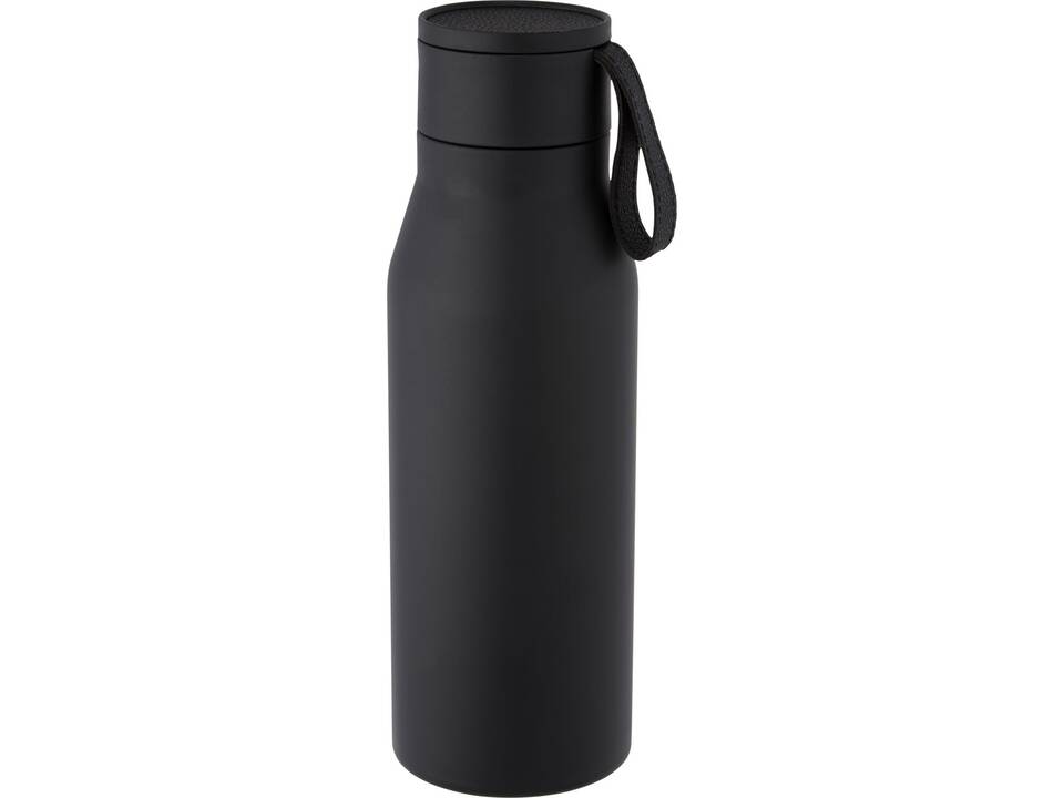 Ljungan 500 ml copper vacuum insulated stainless steel bottle with PU leather strap and lid 17