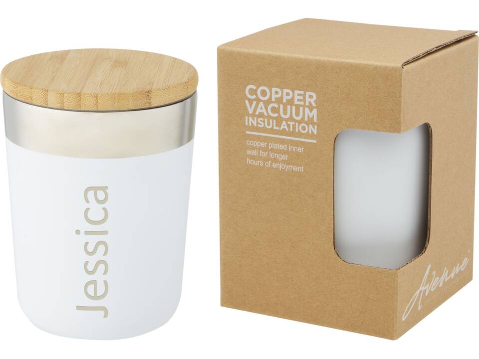 Lagan 300 ml copper vacuum insulated stainless steel tumbler with bamboo lid 4