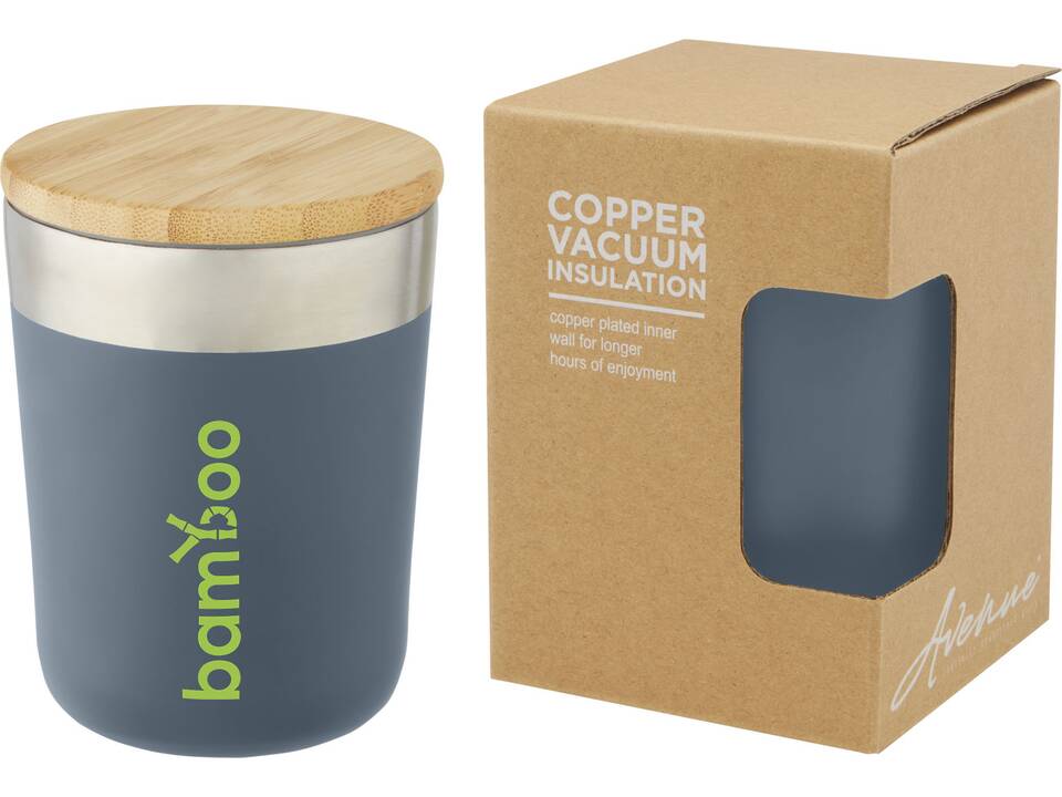 Lagan 300 ml copper vacuum insulated stainless steel tumbler with bamboo lid 10