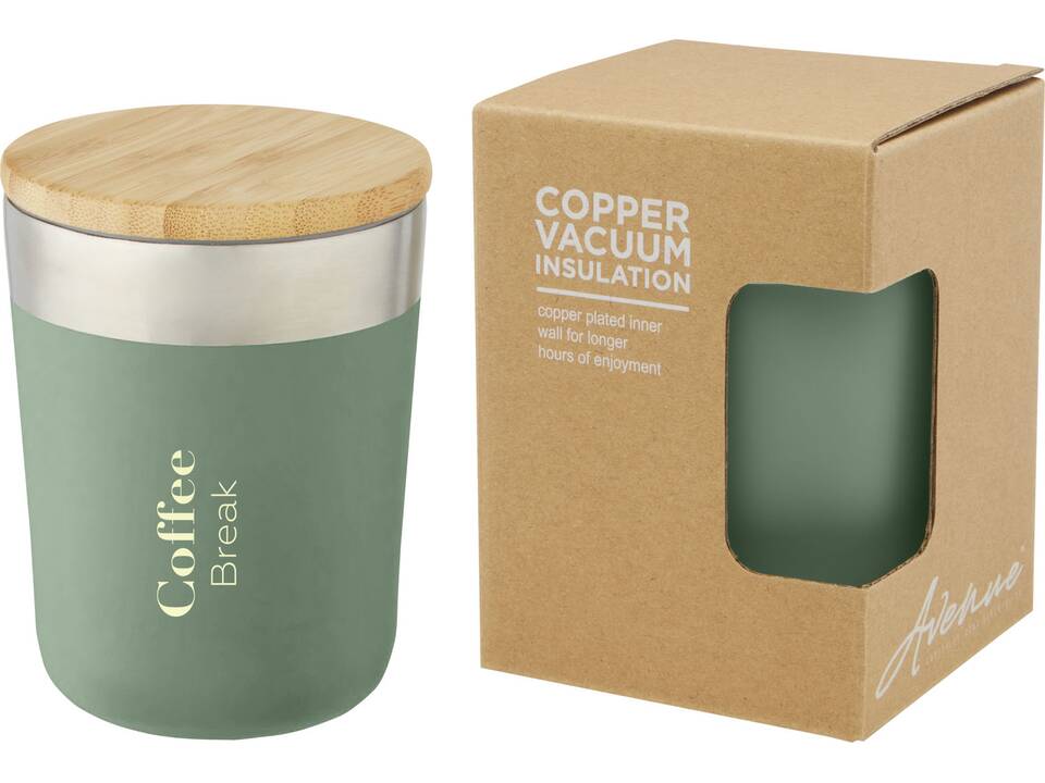 Lagan 300 ml copper vacuum insulated stainless steel tumbler with bamboo lid 19