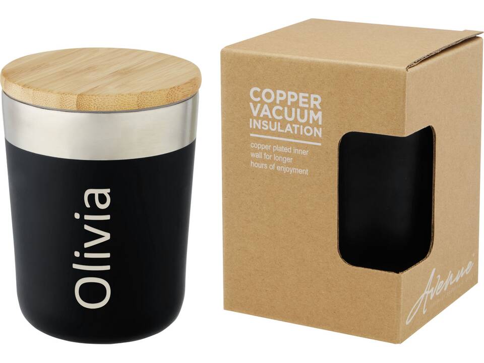 Lagan 300 ml copper vacuum insulated stainless steel tumbler with bamboo lid 28