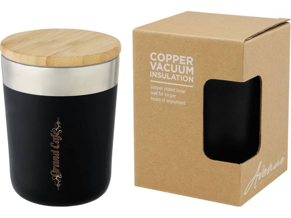 Lagan 300 ml copper vacuum insulated stainless steel tumbler with bamboo lid 26