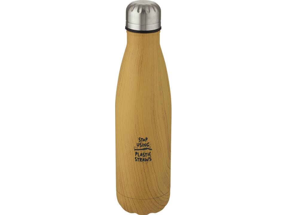 Cove 500 ml vacuum insulated stainless steel bottle with wood print 1
