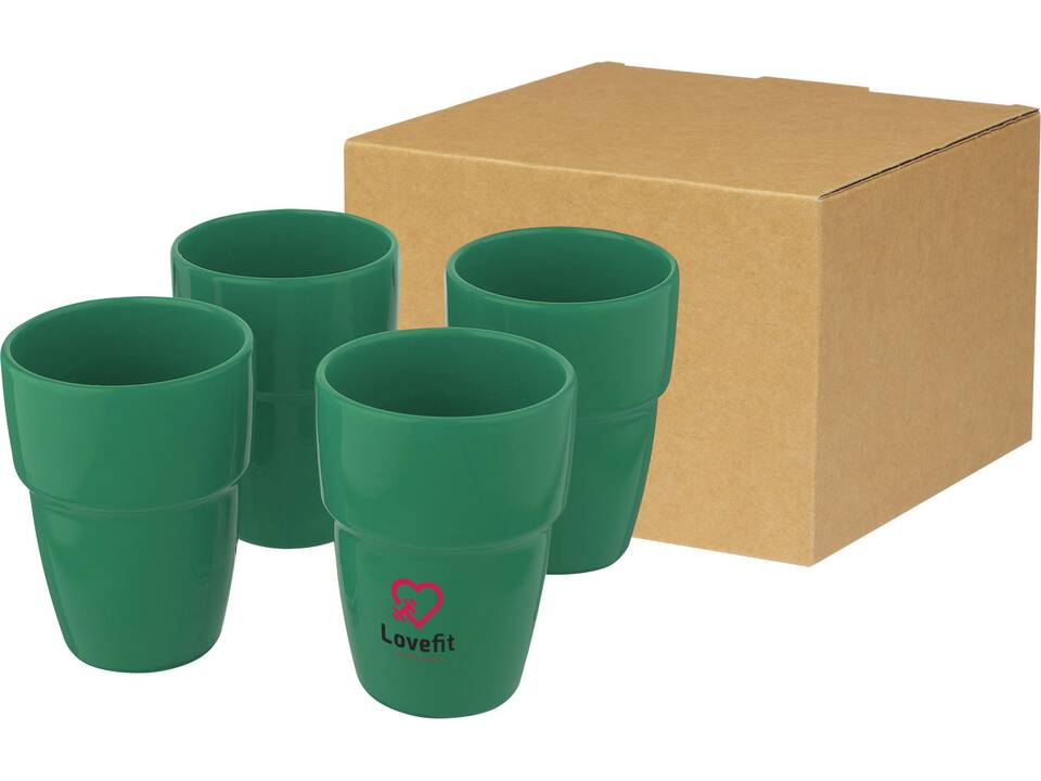 Staki 4-piece 280 ml stackable mug gift set 22