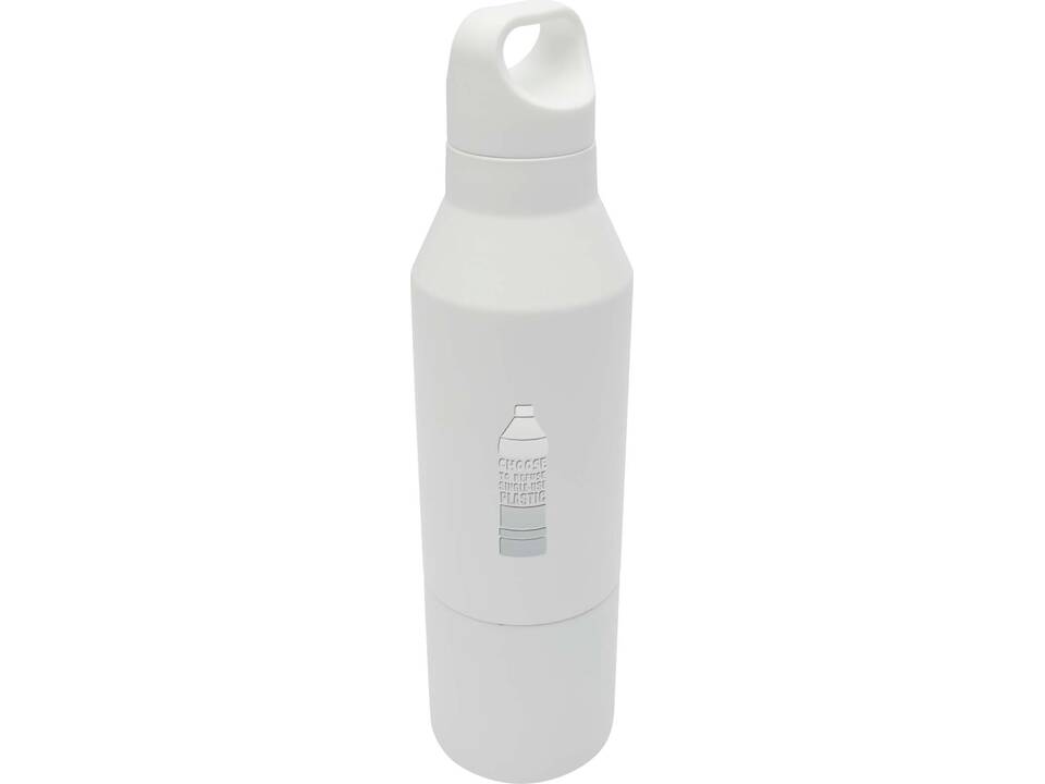Odessy 600 ml RCS certified recycled stainless steel insulated bottle with 300 ml cup 2