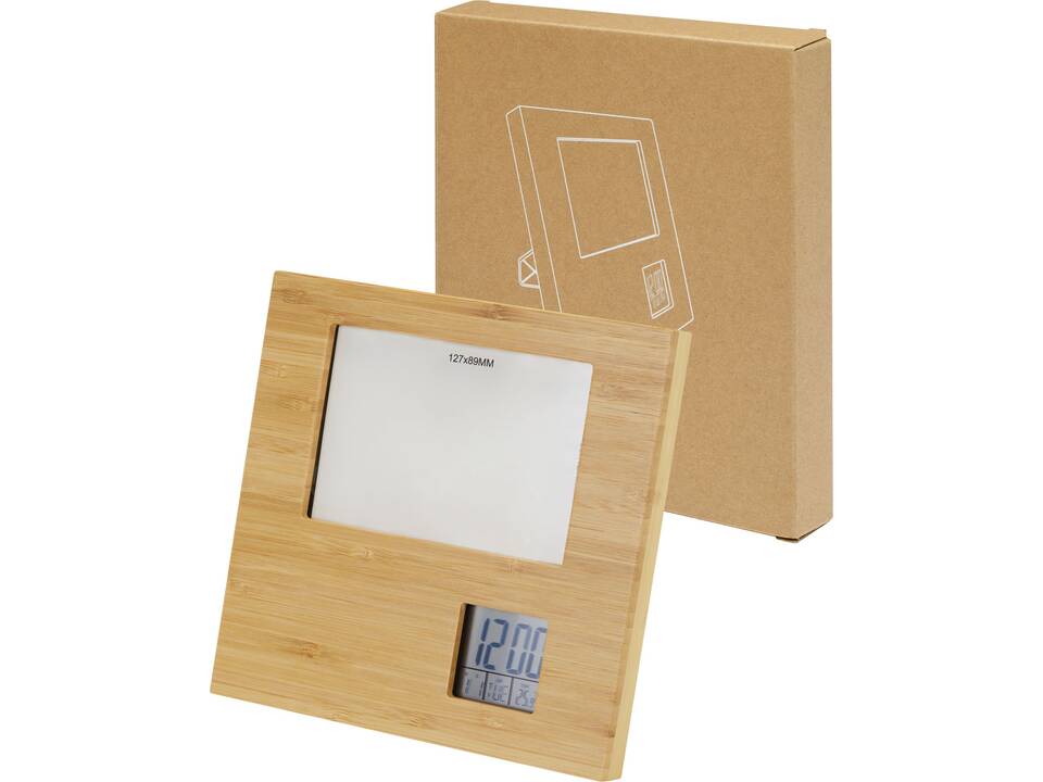 Sasa bamboo photo frame with weather station 4