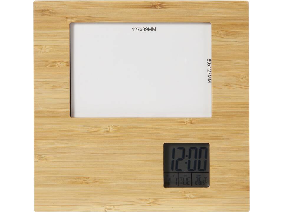 Sasa bamboo photo frame with weather station 2