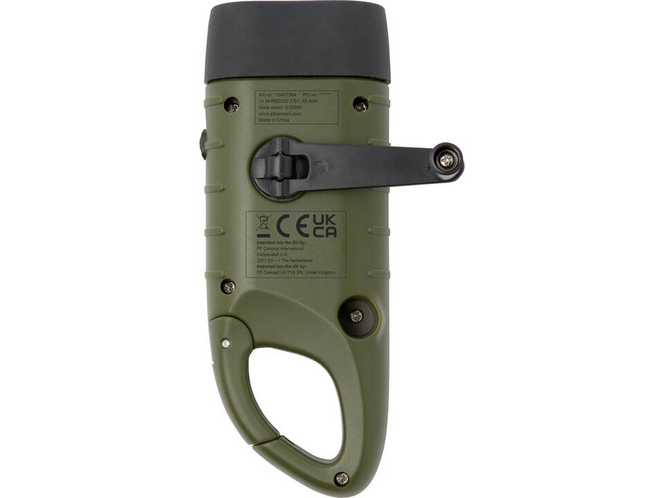 Helios recycled plastic solar dynamo flashlight with carabiner 6