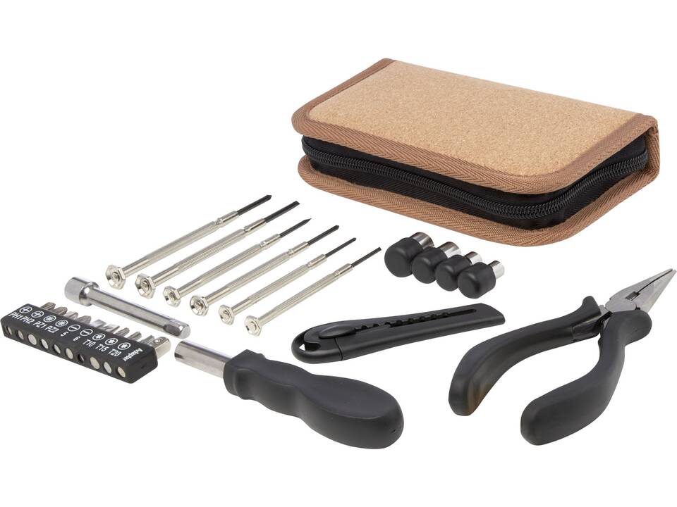 Spike 24-piece RCS recycled plastic tool set with cork pouch 4