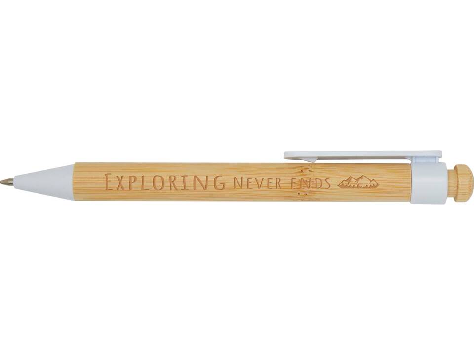 Rattan bamboo and recycled plastic ballpoint pen (black ink) 2