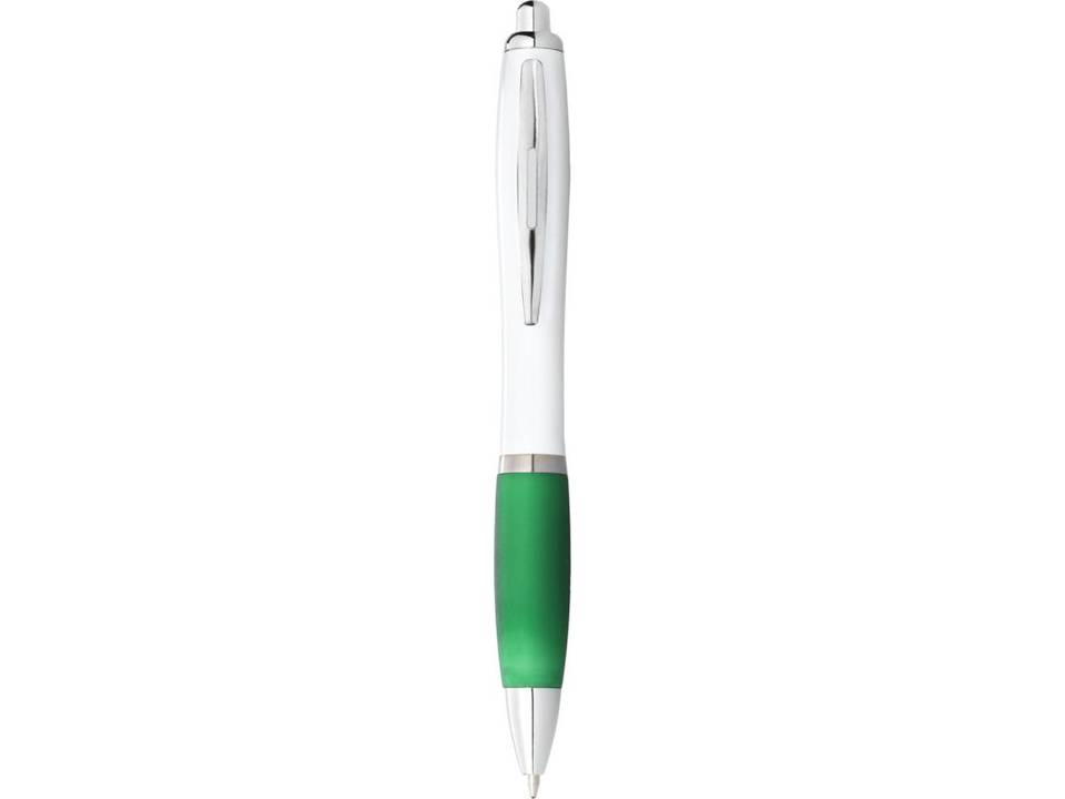 Nash ballpoint pen with white barrel and coloured grip 6