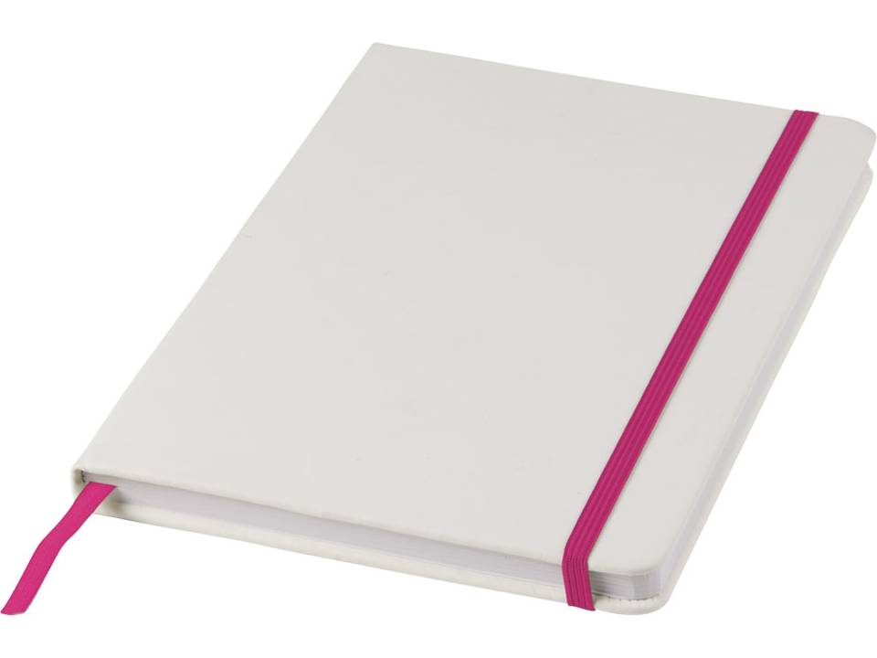 White A5 spectrum notebook with coloured strap 18