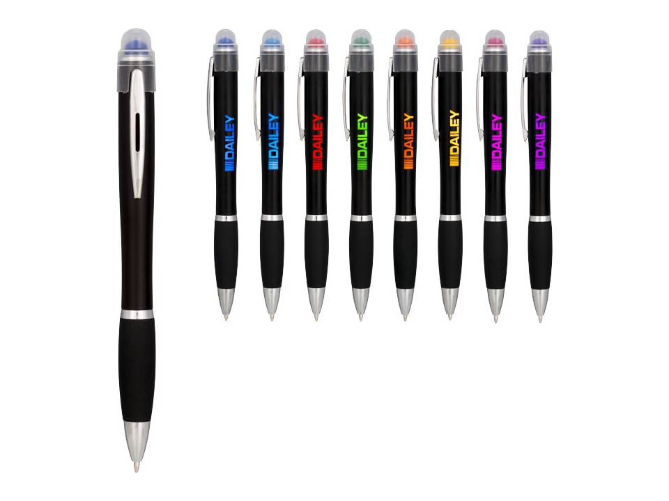 Nash coloured light up black barrel ballpoint pen 1