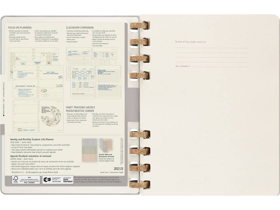 12M daily XL spiral hard cover planner 13