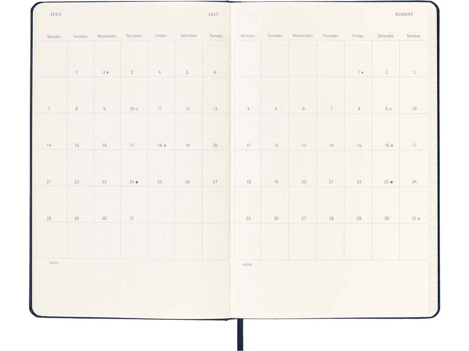 Moleskine hard cover 12 month L horizontal weekly planner 6