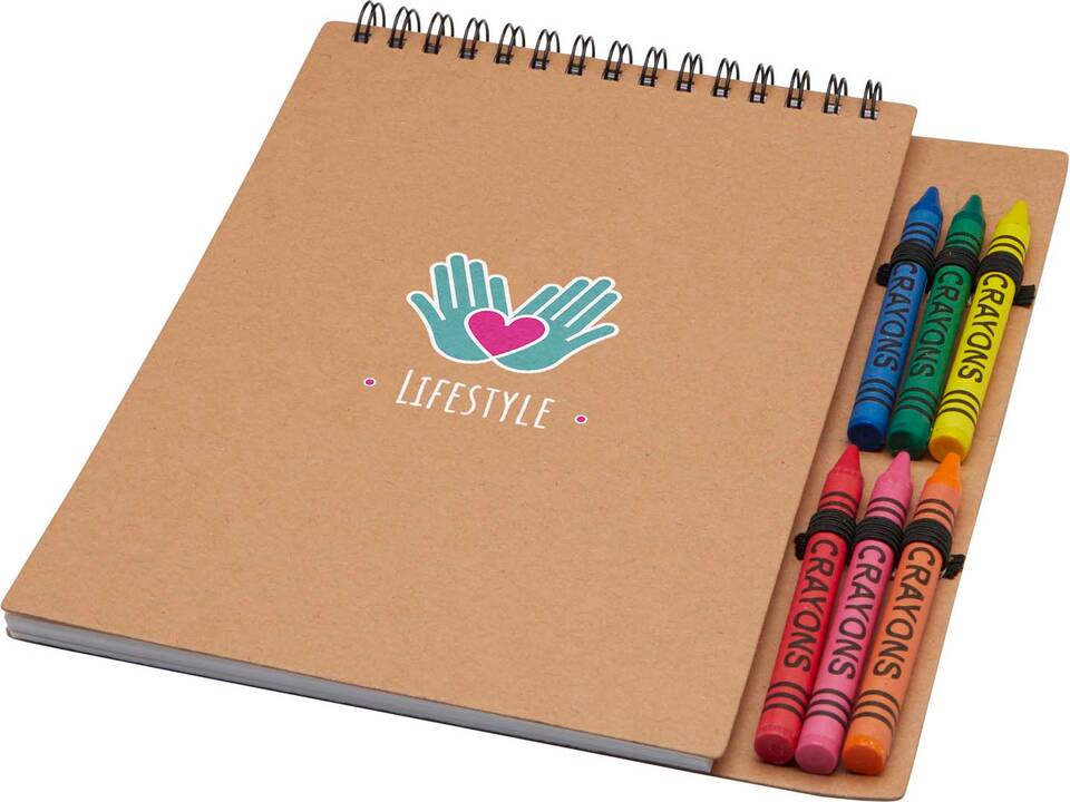 Doodle A5 spiral soft cover notebook and crayon set 1