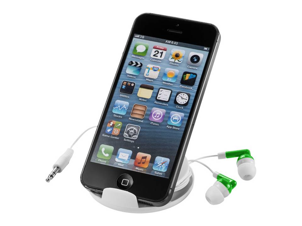 Storm earbuds and smartphone stand 3
