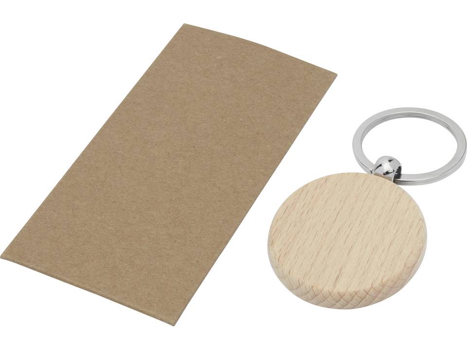 Giovanni beech wood round keychain 5