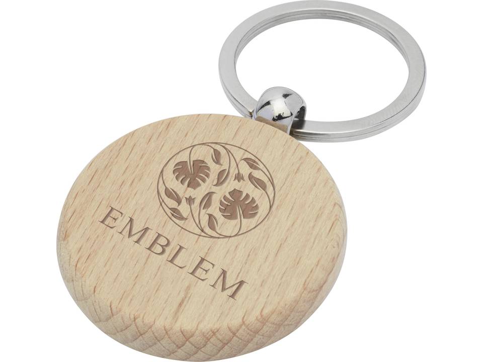 Giovanni beech wood round keychain 2