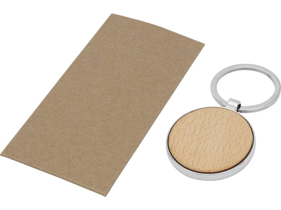 Moreno beech wood round keychain 5