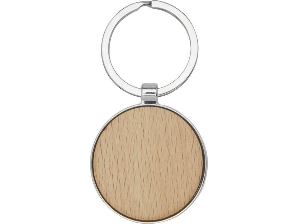 Moreno beech wood round keychain 4