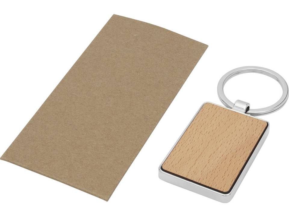 Mauro beech wood rectangular keychain 5
