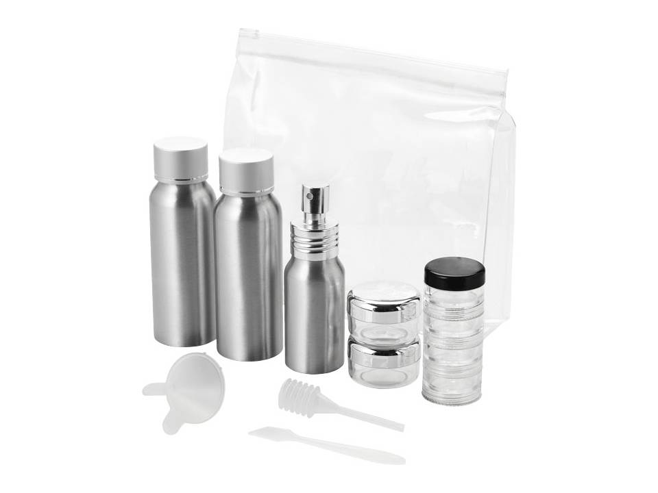 Frankfurt airline approved alu travel bottle set 1