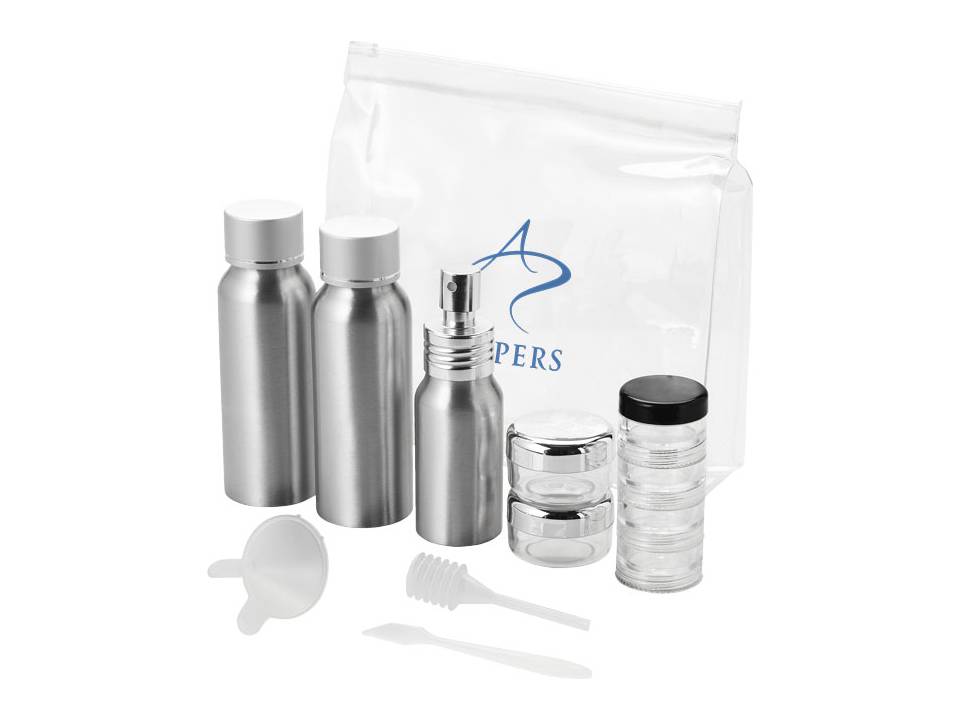 Frankfurt airline approved alu travel bottle set 6