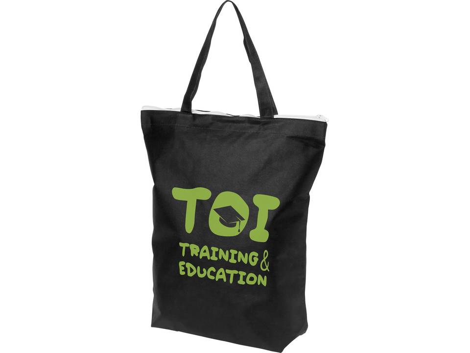 Privy zippered short handle non-woven tote bag 4