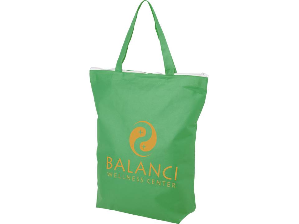 Privy zippered short handle non-woven tote bag 10