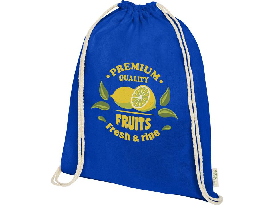 Orissa 140 g/m² GOTS organic cotton drawstring backpack 16