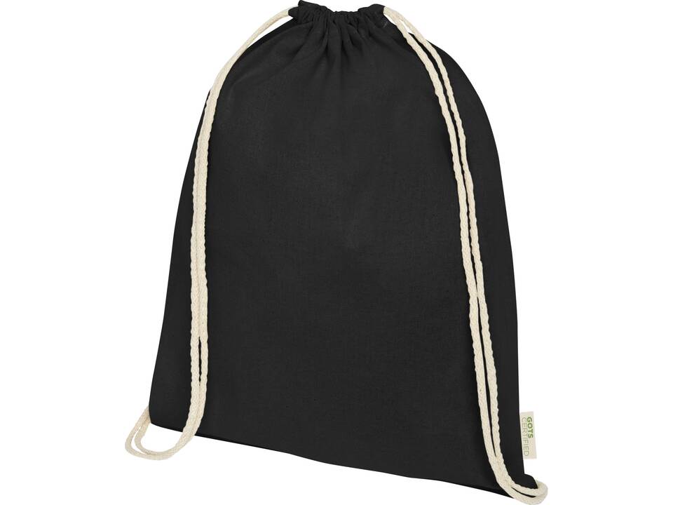 Orissa 140 g/m² GOTS organic cotton drawstring backpack 25