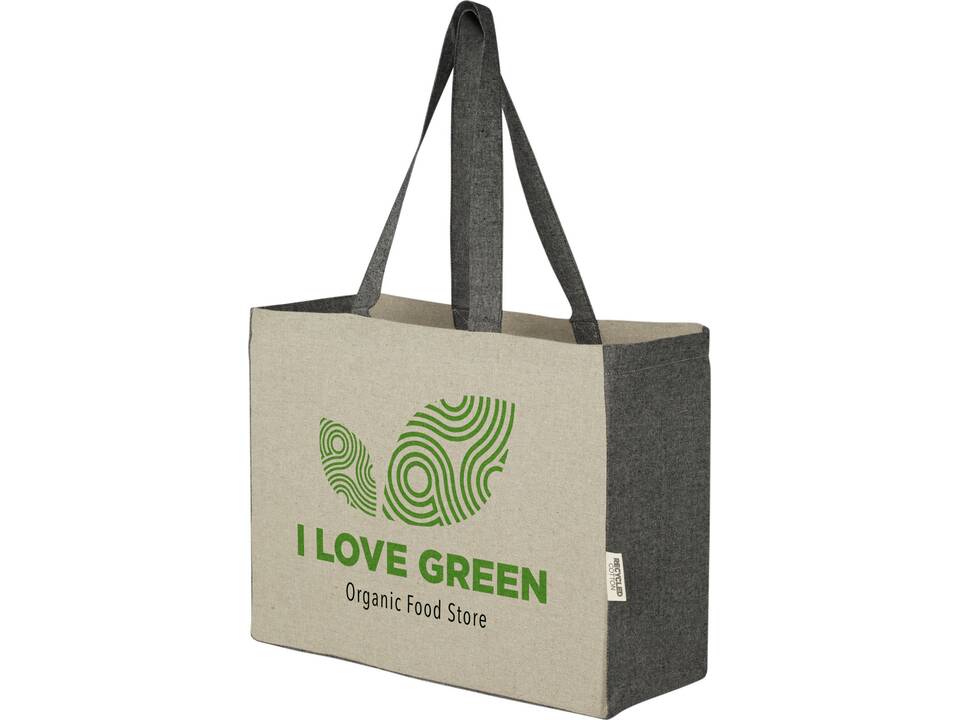 Pheebs 190 g/m² recycled cotton gusset tote bag with contrast sides 18L 1