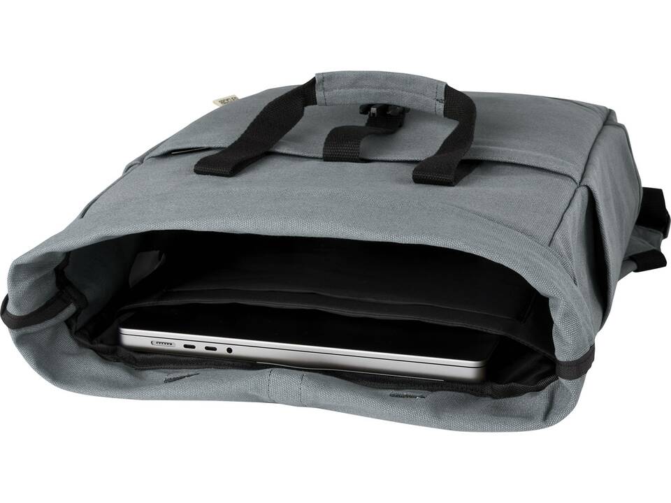 Joey 15” GRS recycled canvas rolltop laptop backpack 15L 18