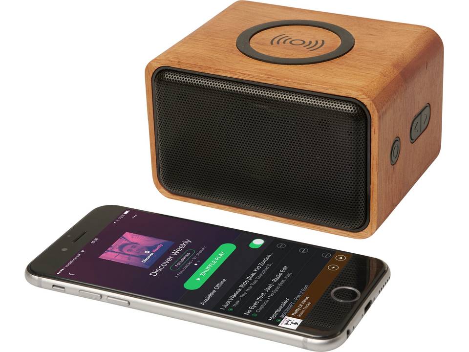 Wooden speaker with wireless charging pad 8