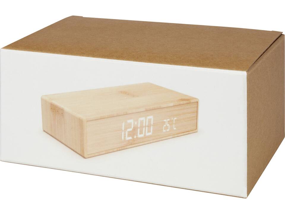 Minata bamboo wireless charger with clock 3
