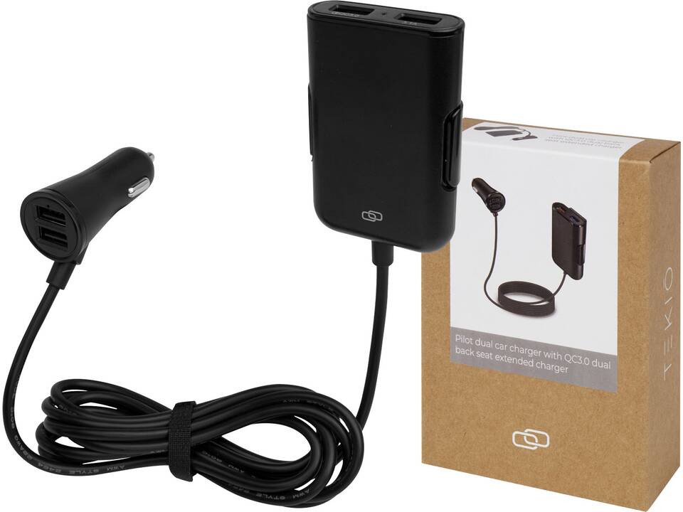 Pilot dual car charger with QC 3.0 dual back seat extended charger 7
