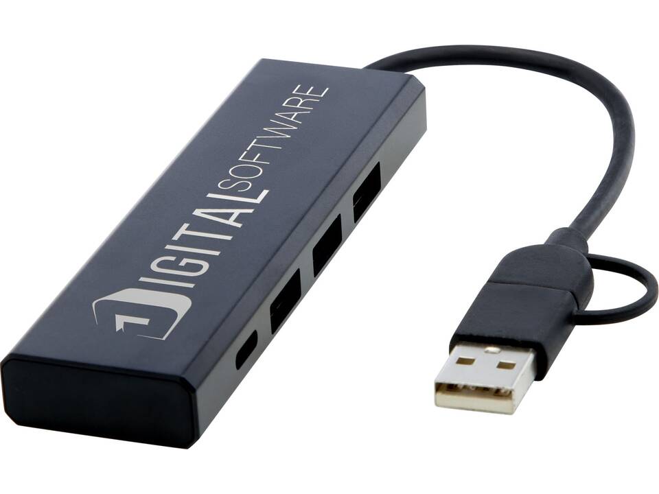 Rise RCS recycled aluminium USB 2.0 hub 1