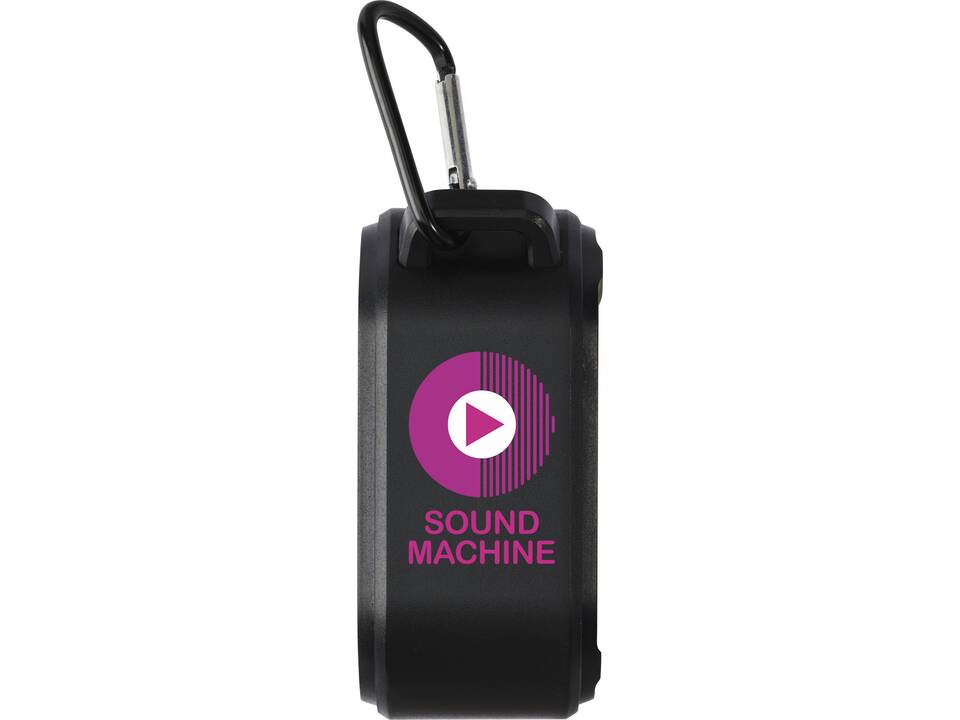 Solo 3W IPX5 RCS recycled plastic solar Bluetooth® speaker with carabiner 2