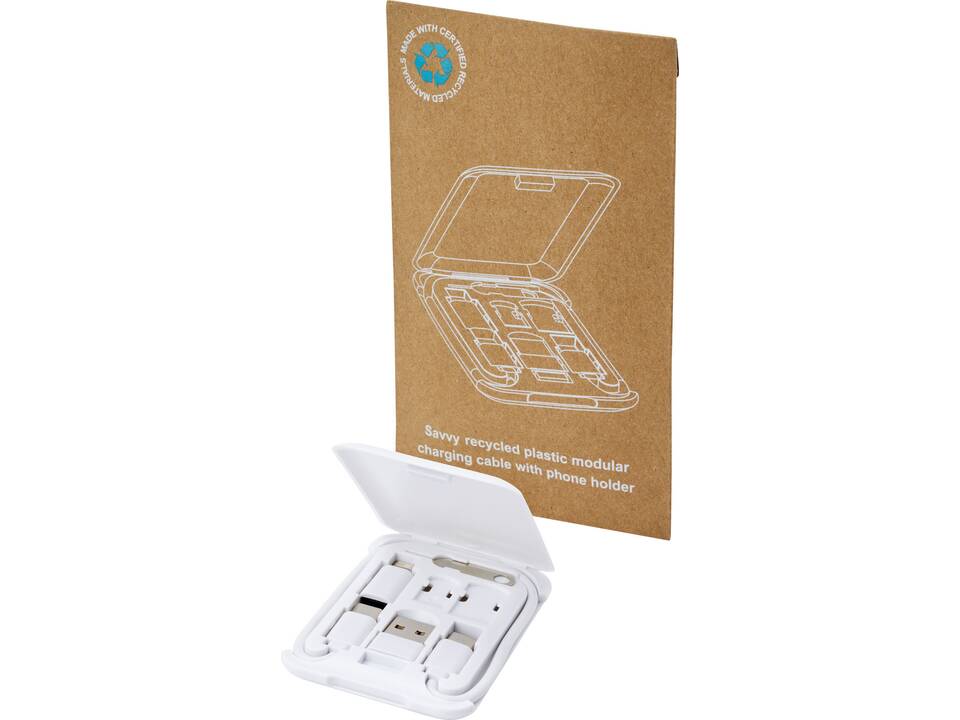 Savvy recycled plastic modular charging cable with phone holder 4
